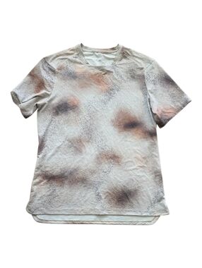 Lululemon Brown Camo Spray Square-Neck Running Short Sleeve Shirt L